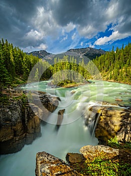 Sunwapta Falls in Jasper National Park, Canada photo