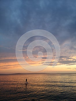 SUP Stand Up Paddling Sunset