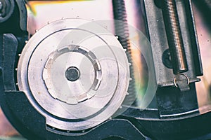 Super 8 mm projector spool detail, movie symbol