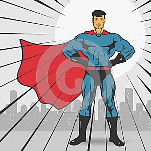 Super Action Hero Stand Vector Illustration