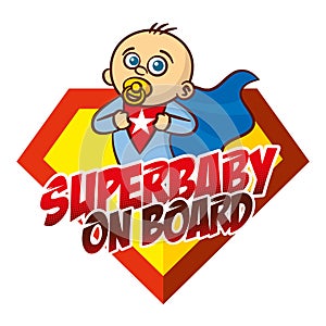 Super baby on board Superhero logo