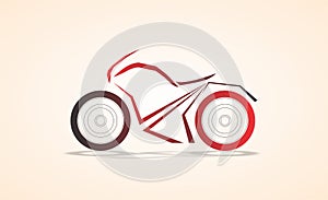 Super bike abstract angular curve design/sketch colored vector illustration