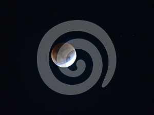 Super blue blood moon partially illuminated