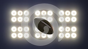 Super bowl football on floodlight background