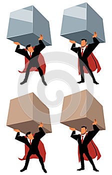 Super Businessman Lifting Heavy Load