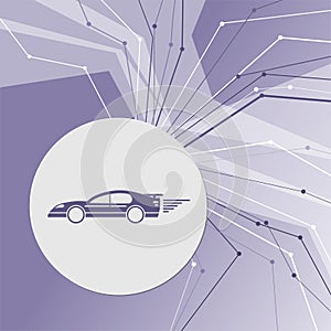 Super Car icon on purple abstract modern background. The lines in all directions. With room for your advertising.