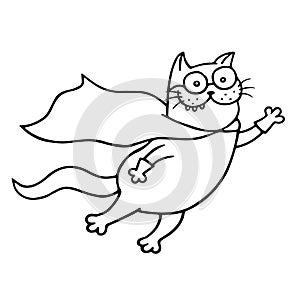 Super cat is flies for a feat. Isolated vector illustration. photo