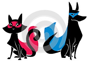 Super Cat and Super Dog Silhouettes