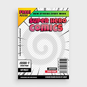 Super comics cover page template design background