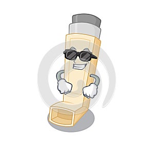 Super cool asthma inhaler character wearing black glasses