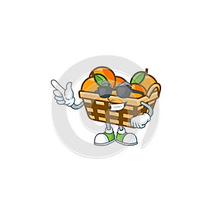 Super cool basket oranges character wearing black glasses