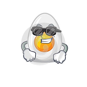 Super cool boiled egg character wearing black glasses