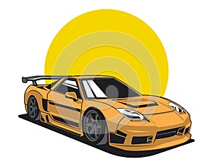 super cool car modification design vector in yellow coloring illustration graphic design