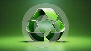 Super cool clean green recycle sign arrows on green background