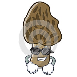 Super cool morel mushroom character cartoon