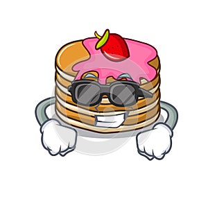 Super cool pancake with strawberry character cartoon photo