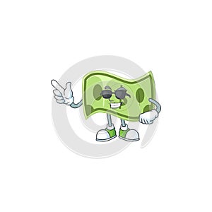 Super cool paper money character on white background