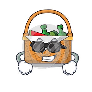 Super cool picnic basket character cartoon