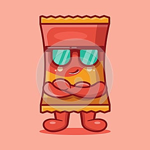 Super cool snack chip character mascot isolated cartoon in flat style
