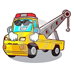 Super cool truck tow the vehicle with mascot