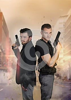 The super cops - Two policemen posing photo