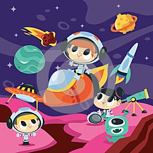 Super Cute Cartoon Space Adventure Astronauts