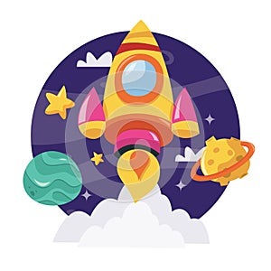 Super Cute Cartoon Space Shuttle Adventure