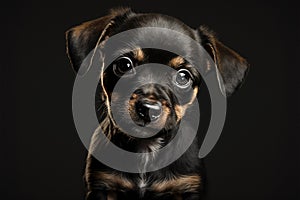 Super cute dog puppy, black background