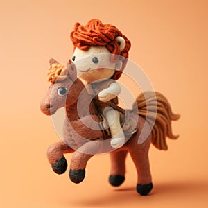 Super Cute Felt Centaur Doll With Red Hair - Adventure Themed Miniature Portrait