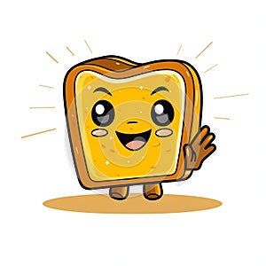 Super Cute Happy Cartoon Toast with Peanut Paste. Generative AI.