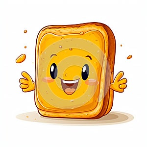 Super Cute Happy Cartoon Toast with Peanut Paste. Generative AI.