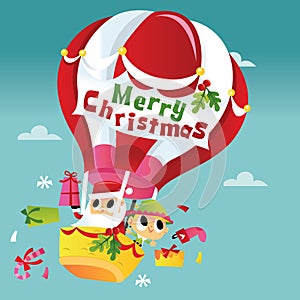 Super Cute Merry Christmas Santa Hot Air Balloon