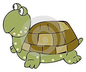 Super-Cute Tortoise with Spots Illustration Isolated on White with Clipping Path