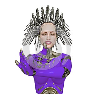 Super cyborg want you and also she is pointing her finger like a pistol at you