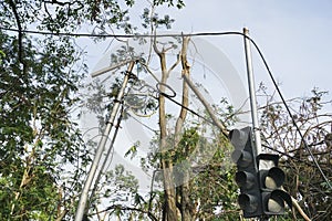 Super cyclone broke street light and traffic signal, Kolkata,. West Bengal, India