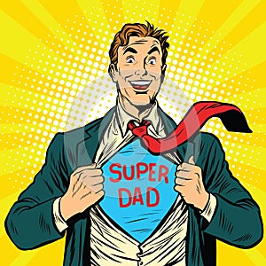 Super dad hero with a joyful smile