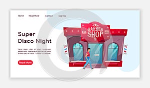 Super disco night landing page flat color vector template