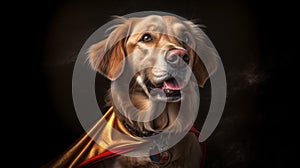The Super Dog Golden Retriever in a Heroic Pose. Generative AI
