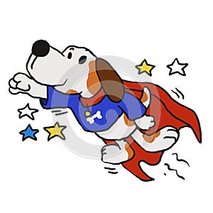 Super dog with the red cloak in the heroic pose