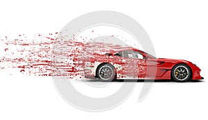 Super fast redwhite modern sports car photo