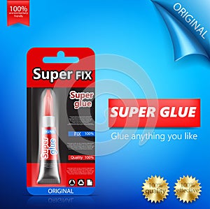 Super fix glue tube realistic vector