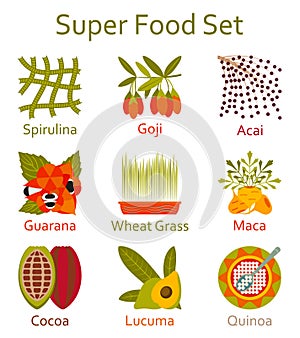 Super food icons set