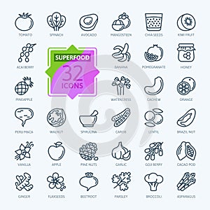 Super food - minimal thin line web icon set. Outline icons collection.