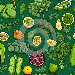 super food seamless pattern background