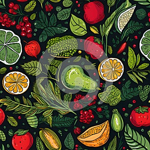 super food seamless pattern background