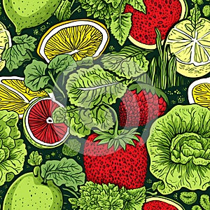 super food seamless pattern background