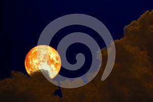 super full blood moon back over silhouette cloud night sky