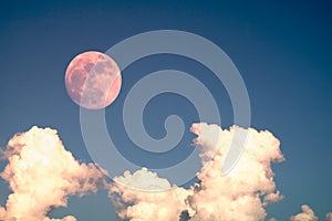 Super full moon with clear blue sky cloud daytime for background backdrop use