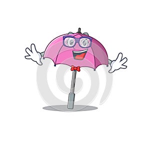 Super Funny Geek pink umbrella cartoon character design