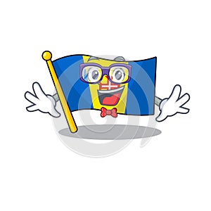 Super Funny Geek smart flag madeira mascot cartoon style